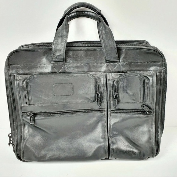 Tumi Alpha Series Black Napa Leather Briefcase - Picture 1 of 12